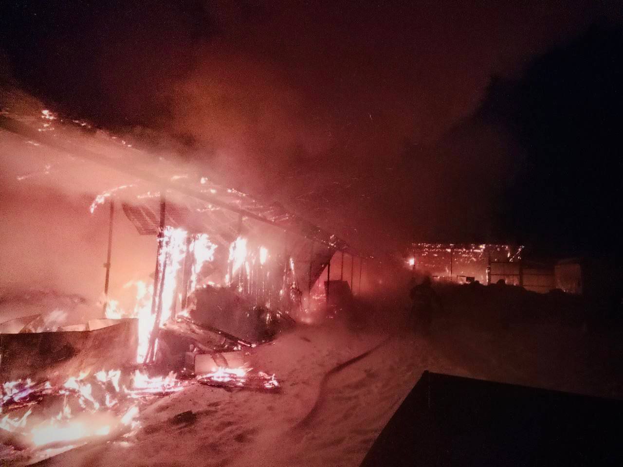 В Самарской области полыхает ферма на 250 кв. м