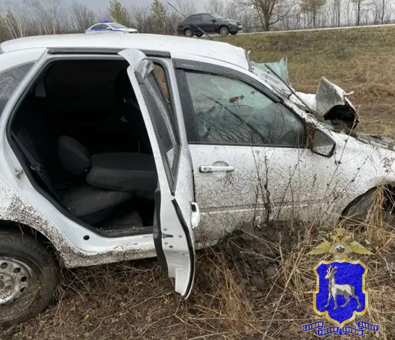 Пенсионер на "Гранте" вылетел с трассы в кювет в Самарской области
