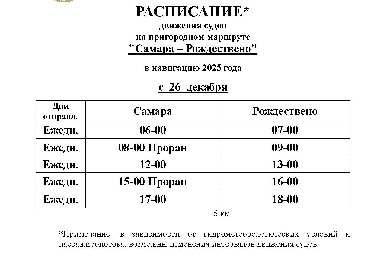 С 26 декабря на переправе Самара — Рождествено снова изменится расписание