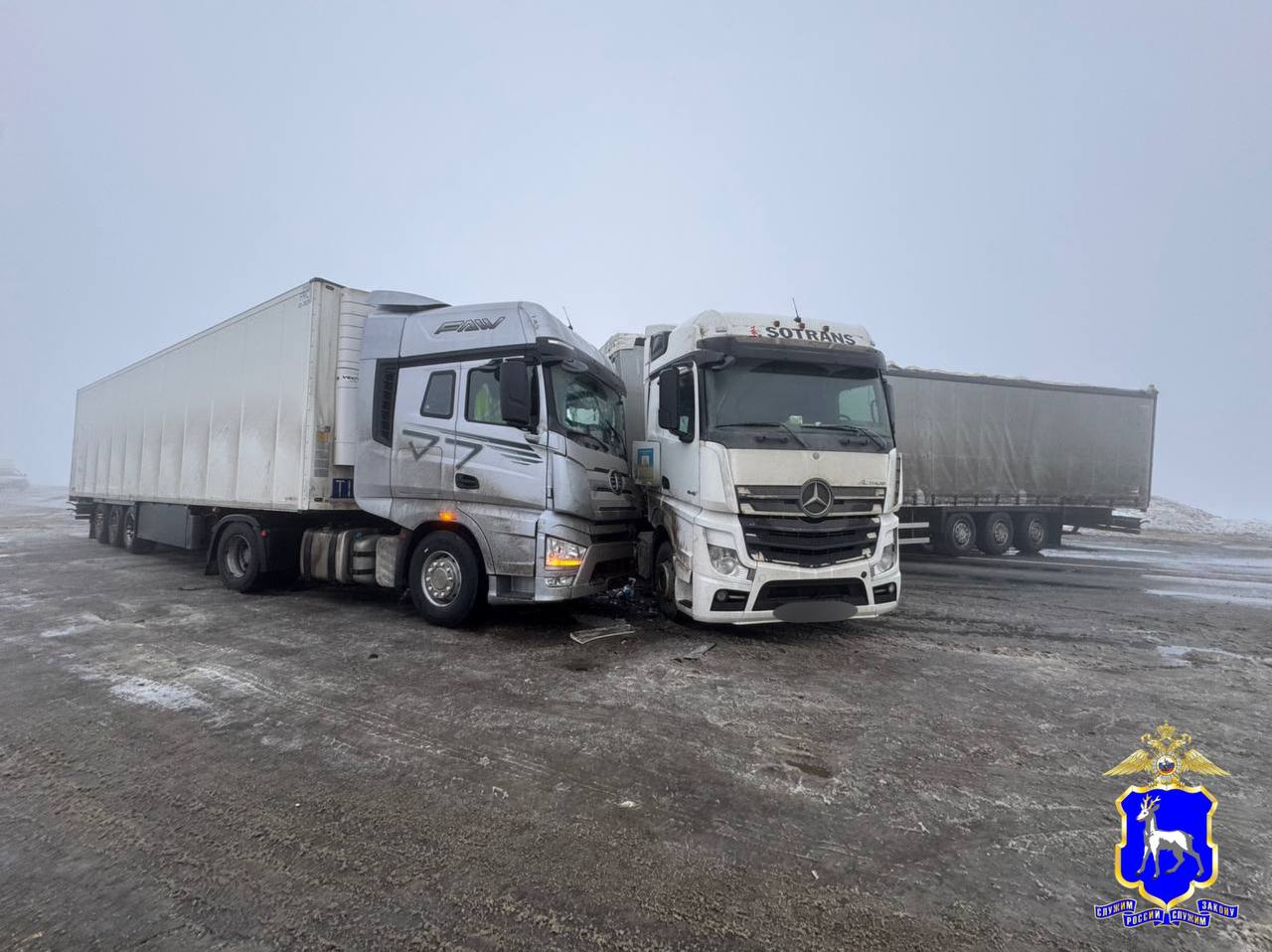 В Самарской области 3 марта на трассе случилась массовая авария с тремя грузовиками 